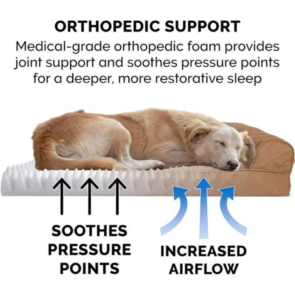 Orthopedic Dog Bed w/ Removable Bolsters & Washable Cover, Toasted Brown, Large